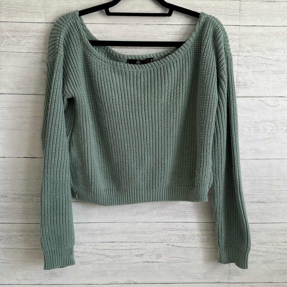 M Green Ribbed PullOver Sweater | SIZE S/M - Picture 2 of 7